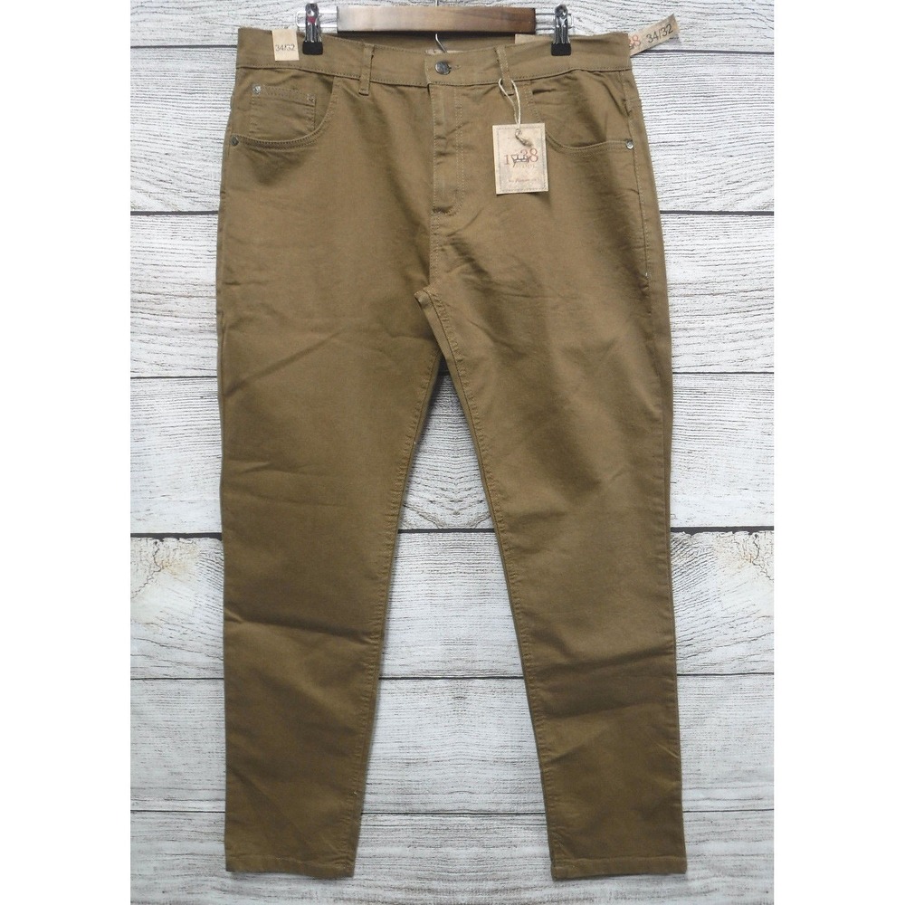 1738 Dynasty Pants Mens Size 36X32‎ Tobacco Slim Fit Twill Stretch Pants New